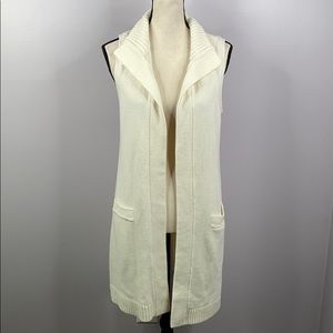 White House Black Market cream knit long vest - S